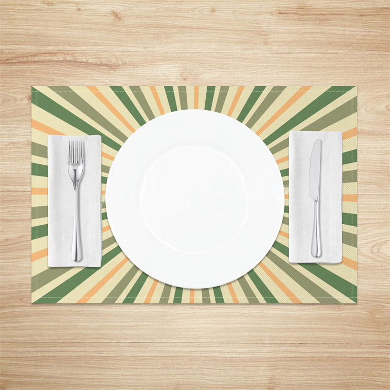 Lofaris Abstract Green Yellow Sun Rays Set Of 4 Placemats