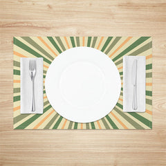 Lofaris Abstract Green Yellow Sun Rays Set Of 4 Placemats