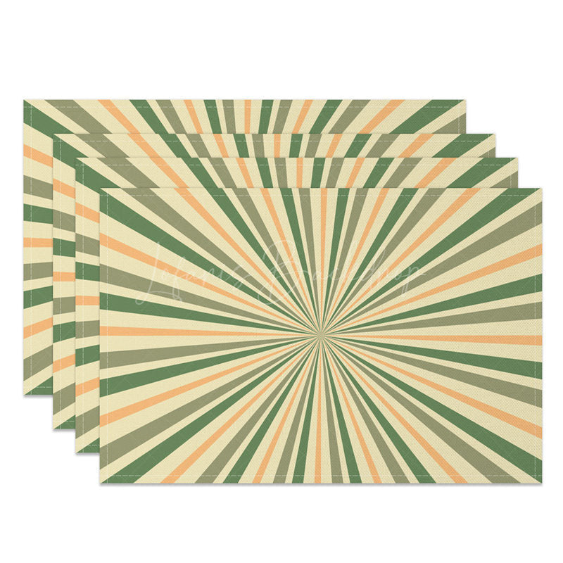 Lofaris Abstract Green Yellow Sun Rays Set Of 4 Placemats