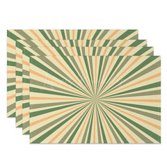 Lofaris Abstract Green Yellow Sun Rays Set Of 4 Placemats