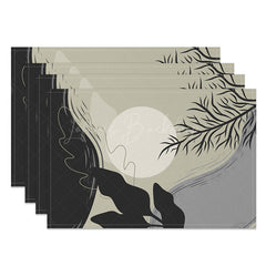 Lofaris Abstract Landscape Painting Placemats Set of 4 Simplified Art Design for Modern Kitchen Dining Decor