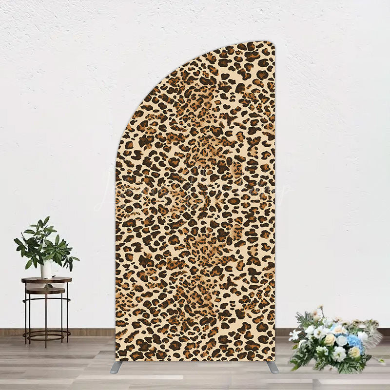 Lofaris Abstract Leopard Print Happy Birthday Half Moon Arch Backdrop