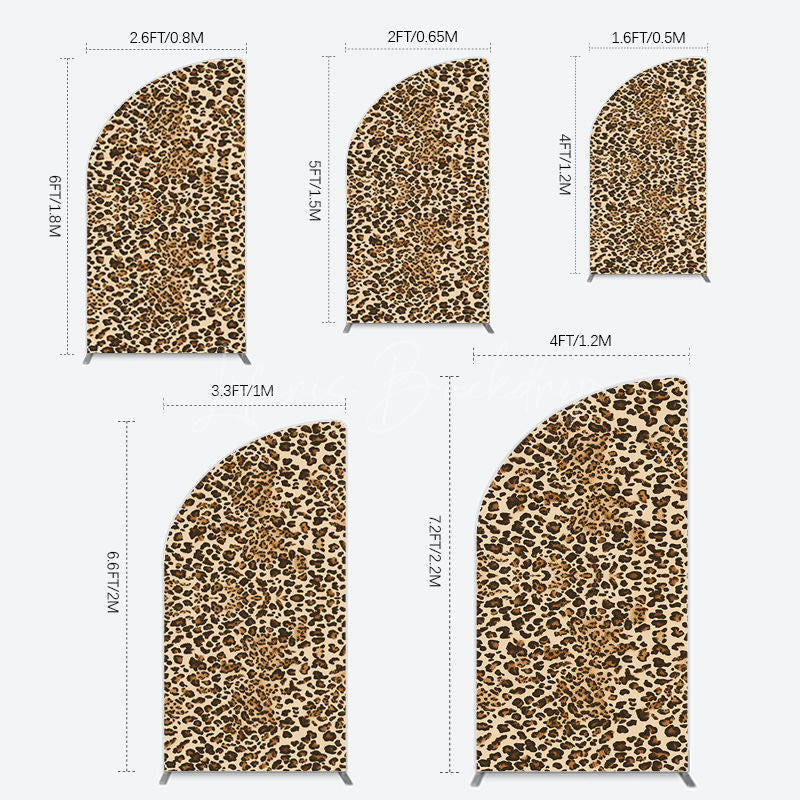 Lofaris Abstract Leopard Print Happy Birthday Half Moon Arch Backdrop