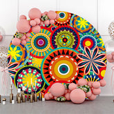 Lofaris Abstract Mandala Flowers Round Ethiopian Backdrop