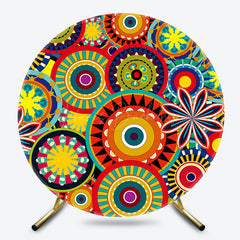 Lofaris Abstract Mandala Flowers Round Ethiopian Backdrop