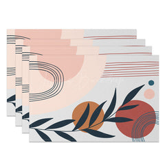 Lofaris Abstract Modern Lines Leaves Dot Set Of 4 Placemats