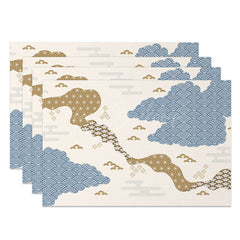 Lofaris Abstract Mountain Placemats Set of 4 with Brown Earth Tones for Rustic and Modern Dining Table Decor