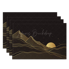 Lofaris Abstract Mountain Sunset Placemats Set of 4 with Dark Night Sky for Modern and Moody Dining Decor