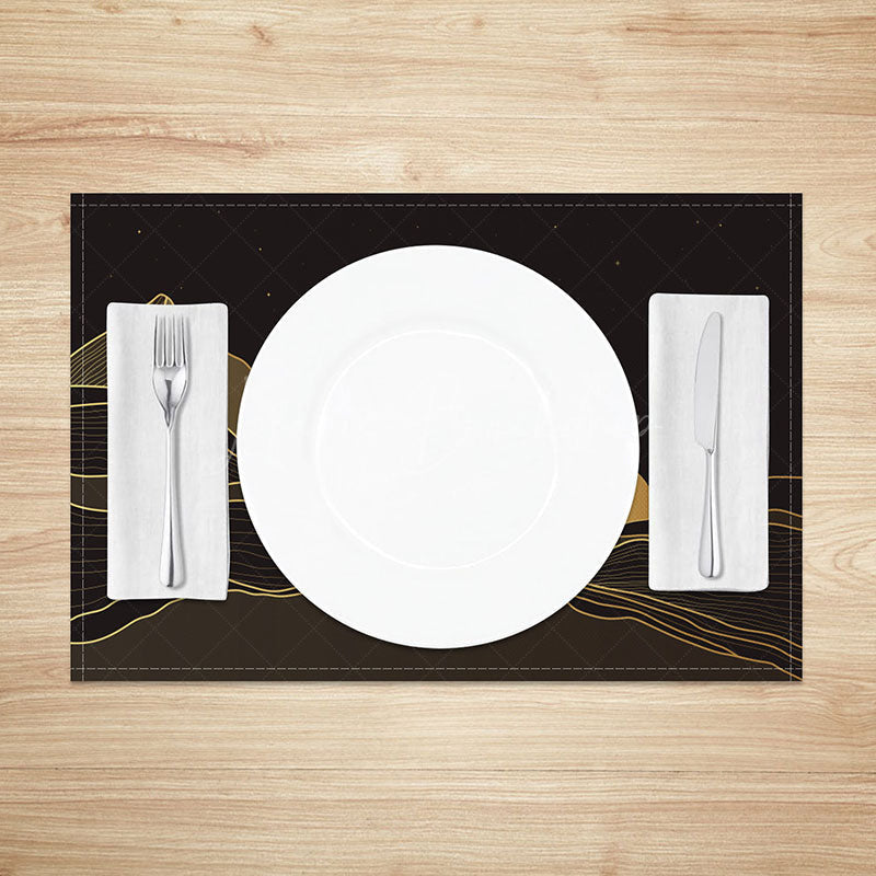 Lofaris Abstract Mountain Sunset Placemats Set of 4 with Dark Night Sky for Modern and Moody Dining Decor