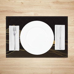 Lofaris Abstract Mountain Sunset Placemats Set of 4 with Dark Night Sky for Modern and Moody Dining Decor