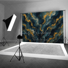 Lofaris Abstract Navy Blue and Gold Texture Photography Backdrop Elegant Artistic Portrait Background