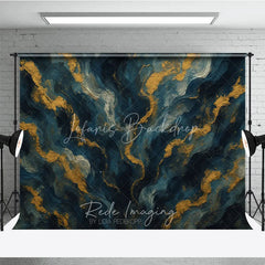 Lofaris Abstract Navy Blue and Gold Texture Photography Backdrop Elegant Artistic Portrait Background