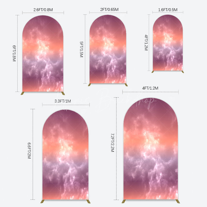 Lofaris Abstract Orange Red White Clouds Scene Arch Backdrop