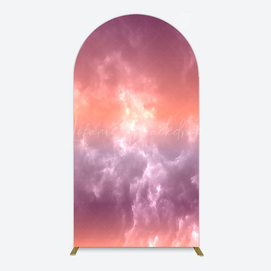 Lofaris Abstract Orange Red White Clouds Scene Arch Backdrop