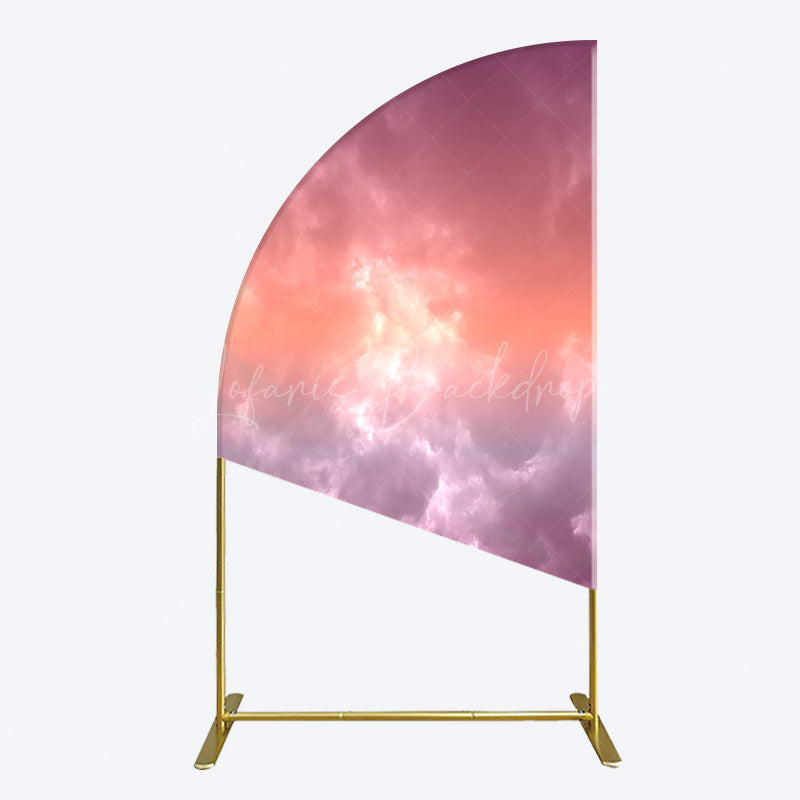 Lofaris Abstract Orange Red White Clouds Scene Half Moon Arch Backdrop