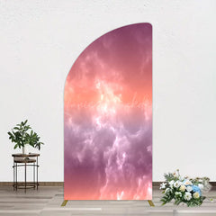 Lofaris Abstract Orange Red White Clouds Scene Half Moon Arch Backdrop
