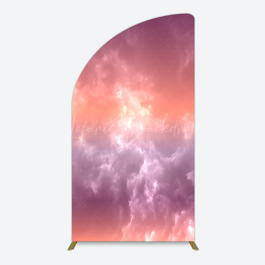 Lofaris Abstract Orange Red White Clouds Scene Half Moon Arch Backdrop