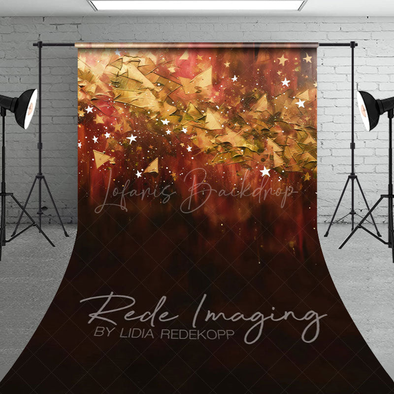 Lofaris Abstract Orange Stars Fine Art Sweep Photo Backdrop