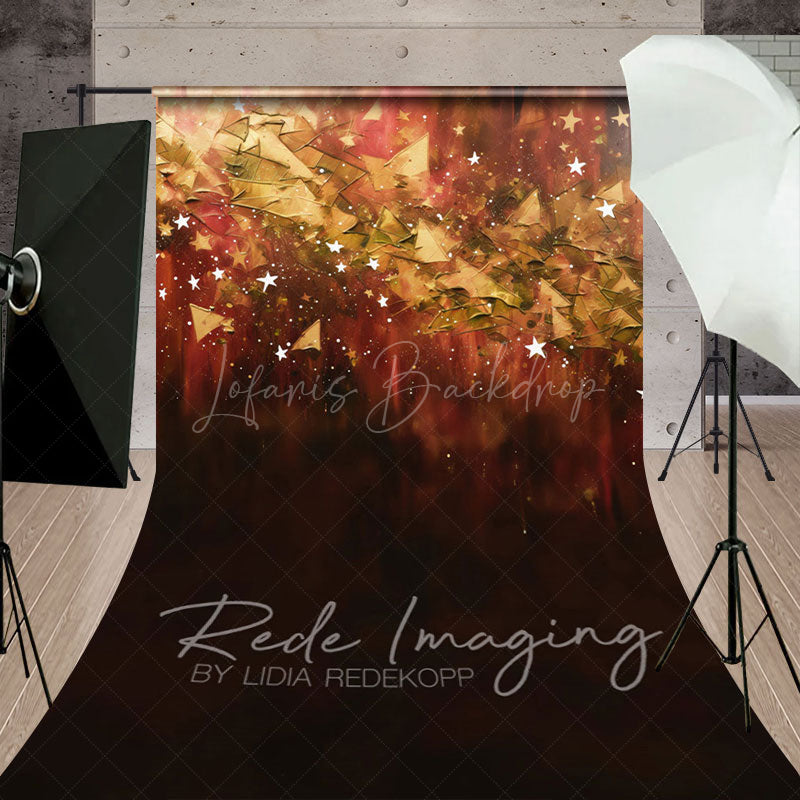 Lofaris Abstract Orange Stars Fine Art Sweep Photo Backdrop