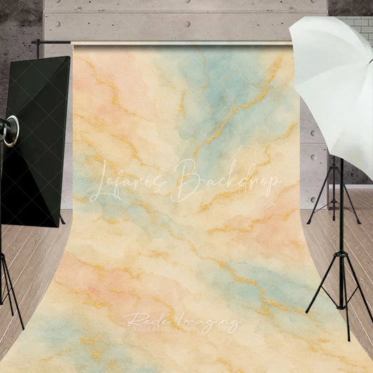 Lofaris Abstract Pastel Watercolor Texture Sweep Backdrop with Gold Veins for Elegant Photography and Events