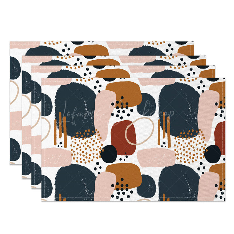 Lofaris Abstract Pink Blue Brown Dots Set Of 4 Placemats