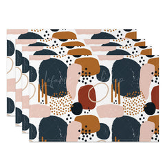 Lofaris Abstract Pink Blue Brown Dots Set Of 4 Placemats