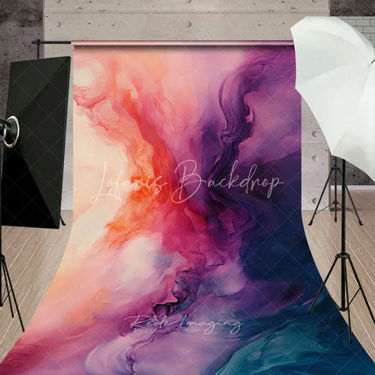Lofaris Abstract Pink Purple Orange Teal Fluid Sweep Backdrop Artistic Gradient for Creative Portrait Photography