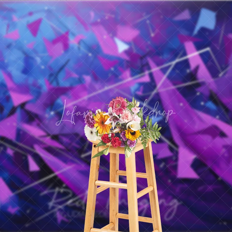 Lofaris Abstract Purple and Blue Geometric Photography Backdrop Artistic Modern Party Decor