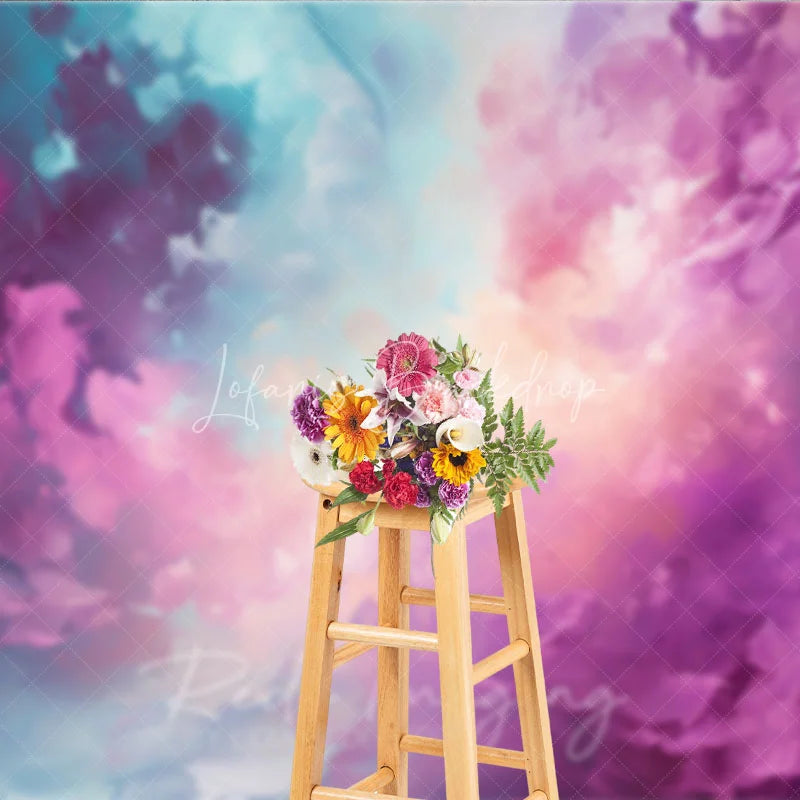 Lofaris Abstract Purple and Blue Oil Painting Photography Backdrop Artistic Textured Portrait Background