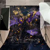 Lofaris Abstract Purple Gold Butterfly Sweep Photo Backdrop