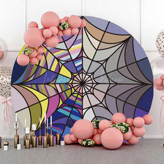 Lofaris Abstract Purple Spiderweb Round Birthday Backdrop