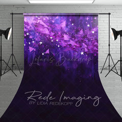 Lofaris Abstract Purple Stars Fine Art Sweep Photo Backdrop