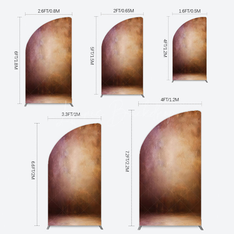 Lofaris Abstract Red Gold Mixed Pattern Birthday Half Moon Arch Backdrop