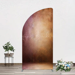 Lofaris Abstract Red Gold Mixed Pattern Birthday Half Moon Arch Backdrop