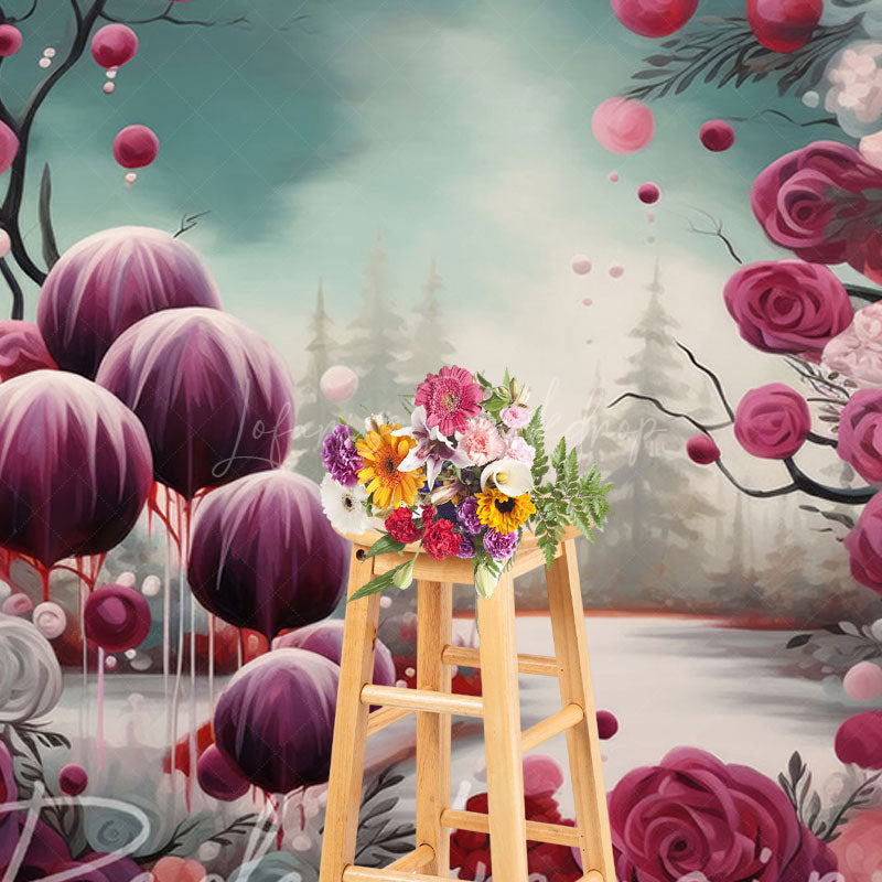 Lofaris Abstract Red Pink Rose Bud Photography Backdrop