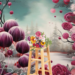 Lofaris Abstract Red Pink Rose Bud Photography Backdrop