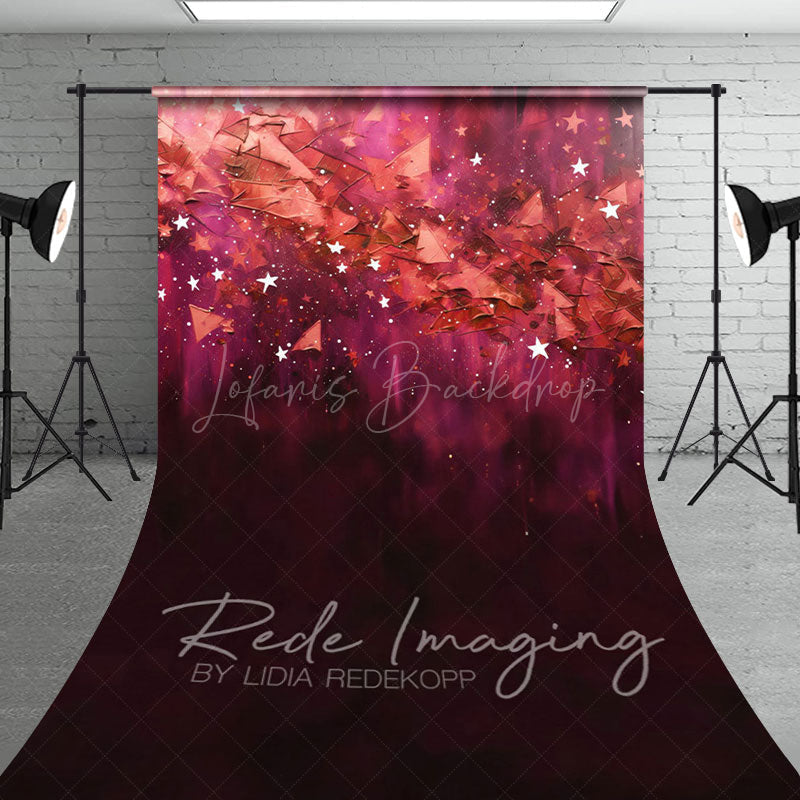 Lofaris Abstract Red Stars Fine Art Sweep Photo Backdrop