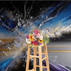 Lofaris Abstract Shattered Glass Fine Art Backdrop Blue Silver Gold Lines Studio Portrait Photography Background
