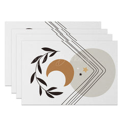Lofaris Abstract Simple Leaves Moon Stars Set Of 4 Placemats