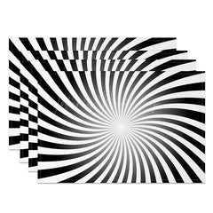 Lofaris Abstract Spiral Sun Rays Pattern Set of 4 Placemats for Mid-Century Modern and Boho Kitchen Dining