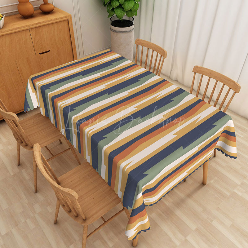 Lofaris Abstract Stripes Modern Rectangle Tablecloth
