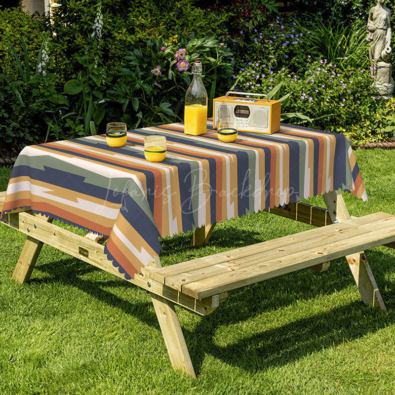 Lofaris Abstract Stripes Modern Rectangle Tablecloth