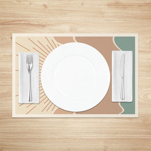 Lofaris Abstract Sun Mountain Landscape Set Of 4 Placemats