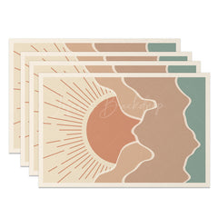 Lofaris Abstract Sun Mountain Landscape Set Of 4 Placemats