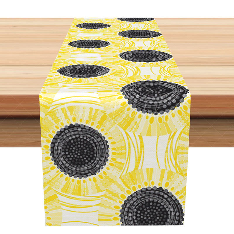 Lofaris Abstract Sunflower Modern Dining Table Runner Yellow Floral with a Minimalist Vibe Summer Farmhouse Kitchen