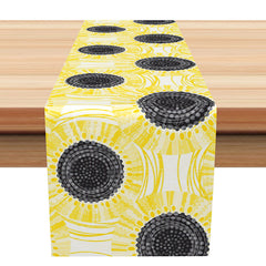 Lofaris Abstract Sunflower Modern Dining Table Runner Yellow Floral with a Minimalist Vibe Summer Farmhouse Kitchen