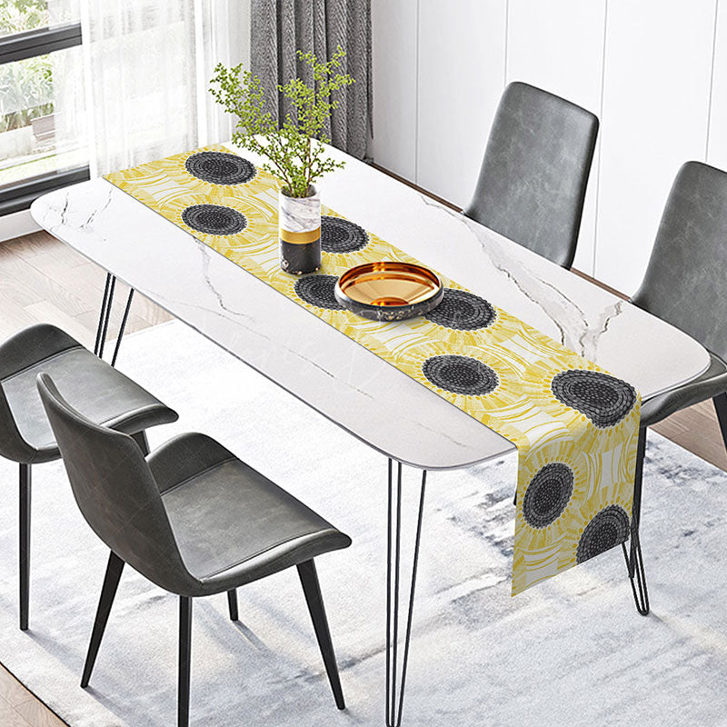 Lofaris Abstract Sunflower Modern Dining Table Runner Yellow Floral with a Minimalist Vibe Summer Farmhouse Kitchen