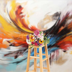 Lofaris Abstract Swirl Art Backdrop Colorful Feather Painting Photography Background Modern Texture Portrait Photo Prop