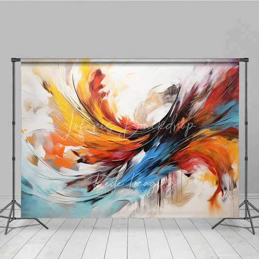 Lofaris Abstract Swirl Art Backdrop Colorful Feather Painting Photography Background Modern Texture Portrait Photo Prop