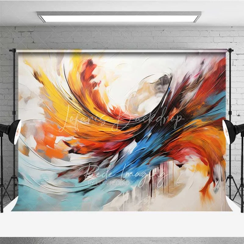 Lofaris Abstract Swirl Art Backdrop Colorful Feather Painting Photography Background Modern Texture Portrait Photo Prop